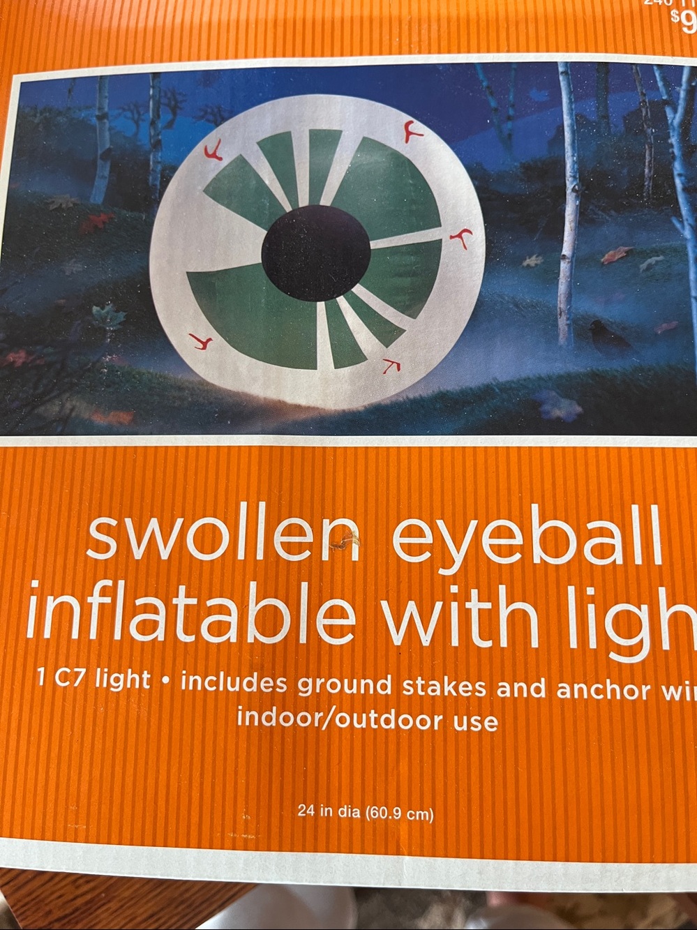 Halloween Light up Inflatable Eyeball 1.5 feet tall Waterproof Blow-Up Halloween